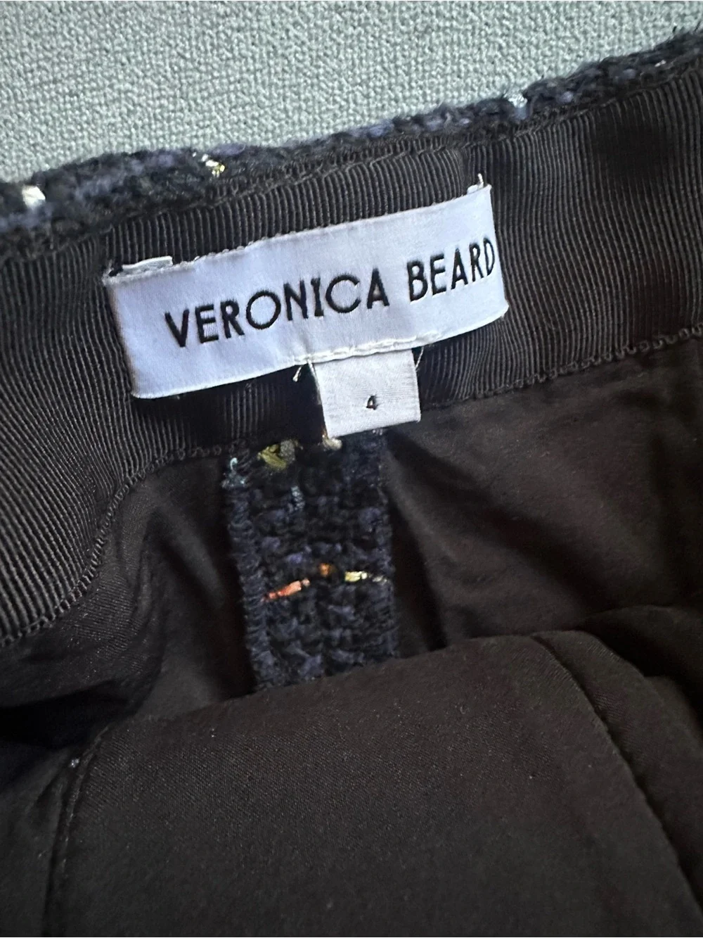 Veronica Beard Navy Blue Tweed Short with Multicolored Threads